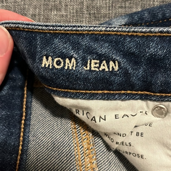 American Eagle Mom Jeans- Dark Wash Distressed - Picture 4 of 9